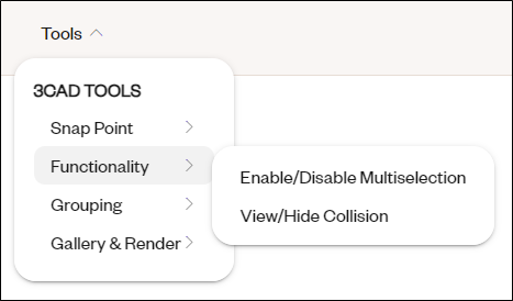 2D functionality menu
