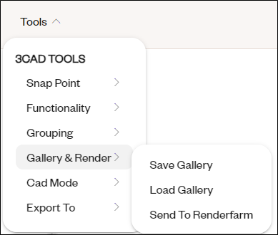3D load gallery menu