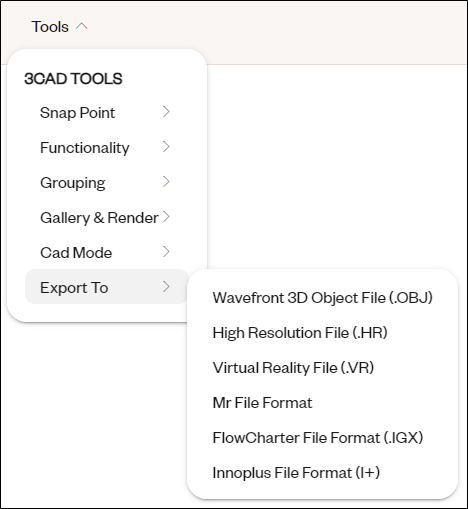 export to menu