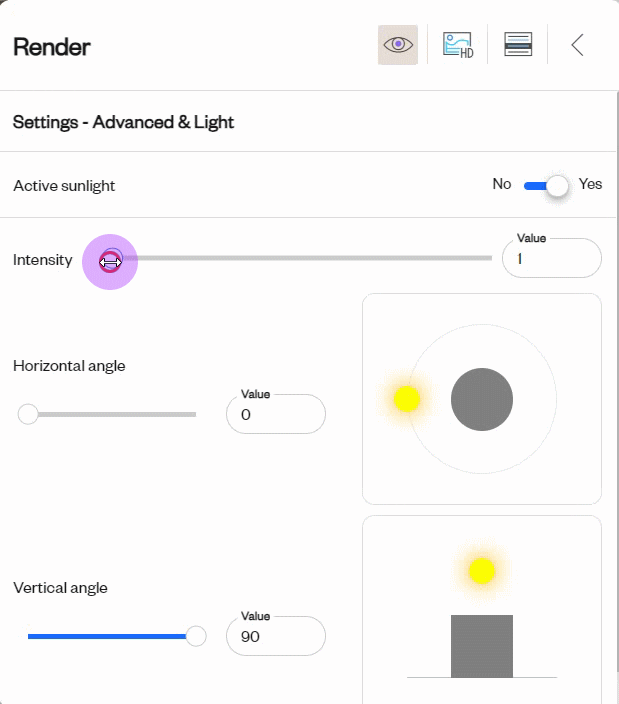 setting sunlight intensity